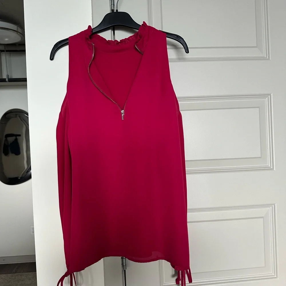 Bebe Fuchsia Ruffle Top - Picture 2 of 3